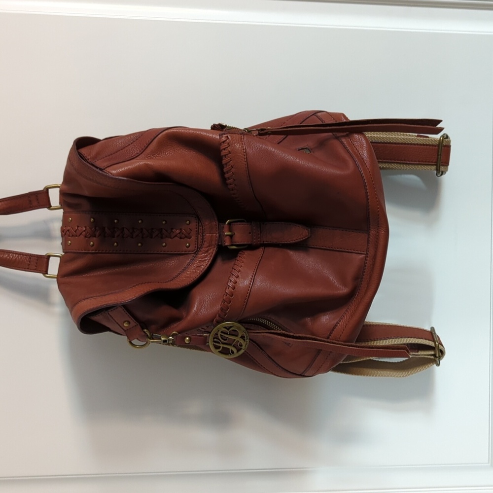 Lucky Brand Classic Brown Tan Leather Backpack